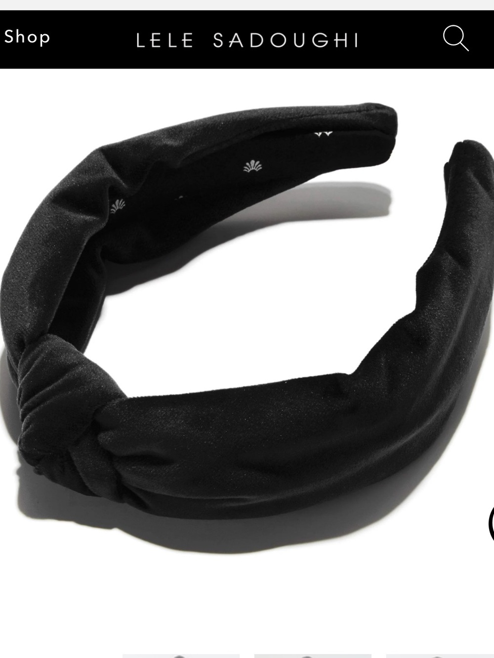 NWOT - Lele Sadoughi Jet Velvet Knotted Headband in Black